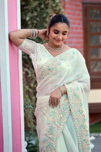 Yuvati Saree – Multicolor Floral Buti Embroidery | Festive & Wedding