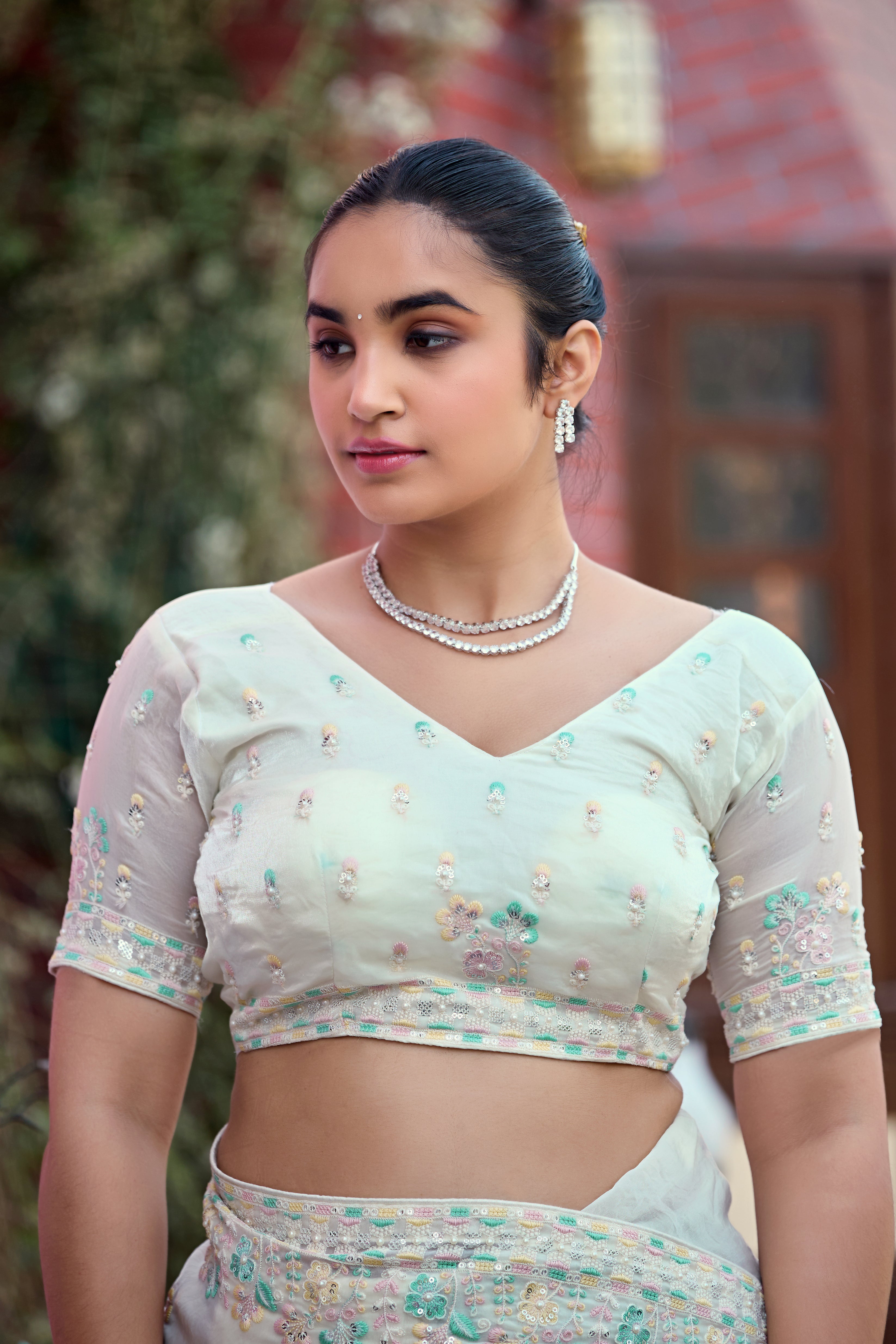 Yuvati Saree – Multicolor Floral Buti Embroidery | Festive & Wedding