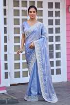 Yuvati Saree – Multicolor Floral Buti Embroidery | Festive & Wedding