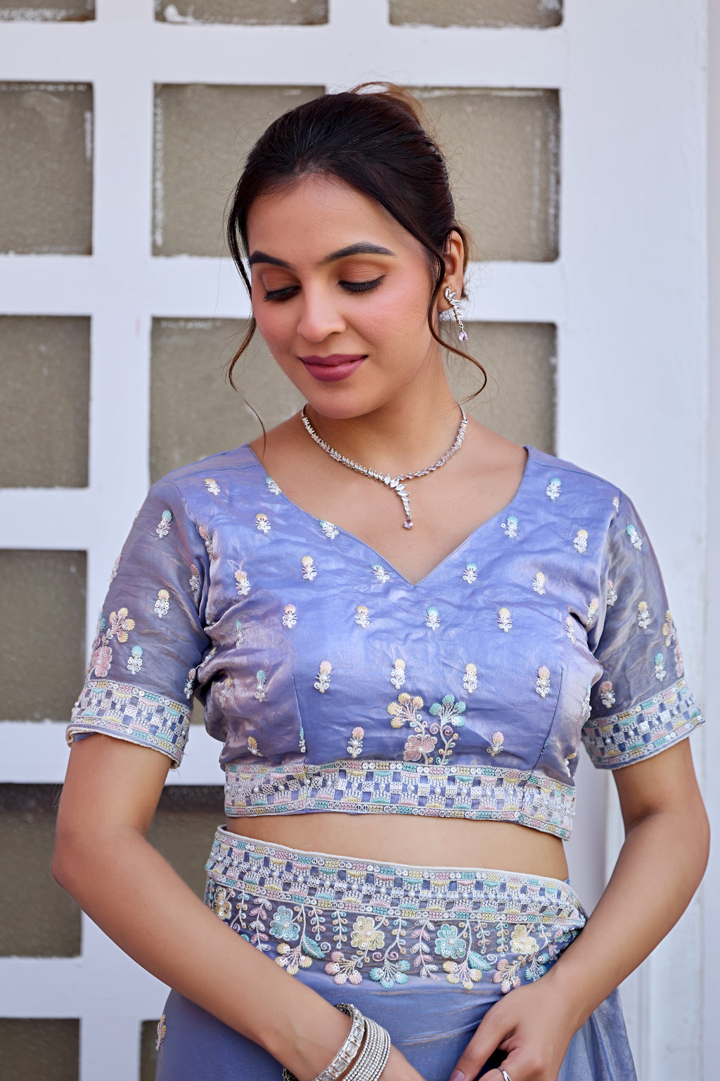 Yuvati Saree – Multicolor Floral Buti Embroidery | Festive & Wedding