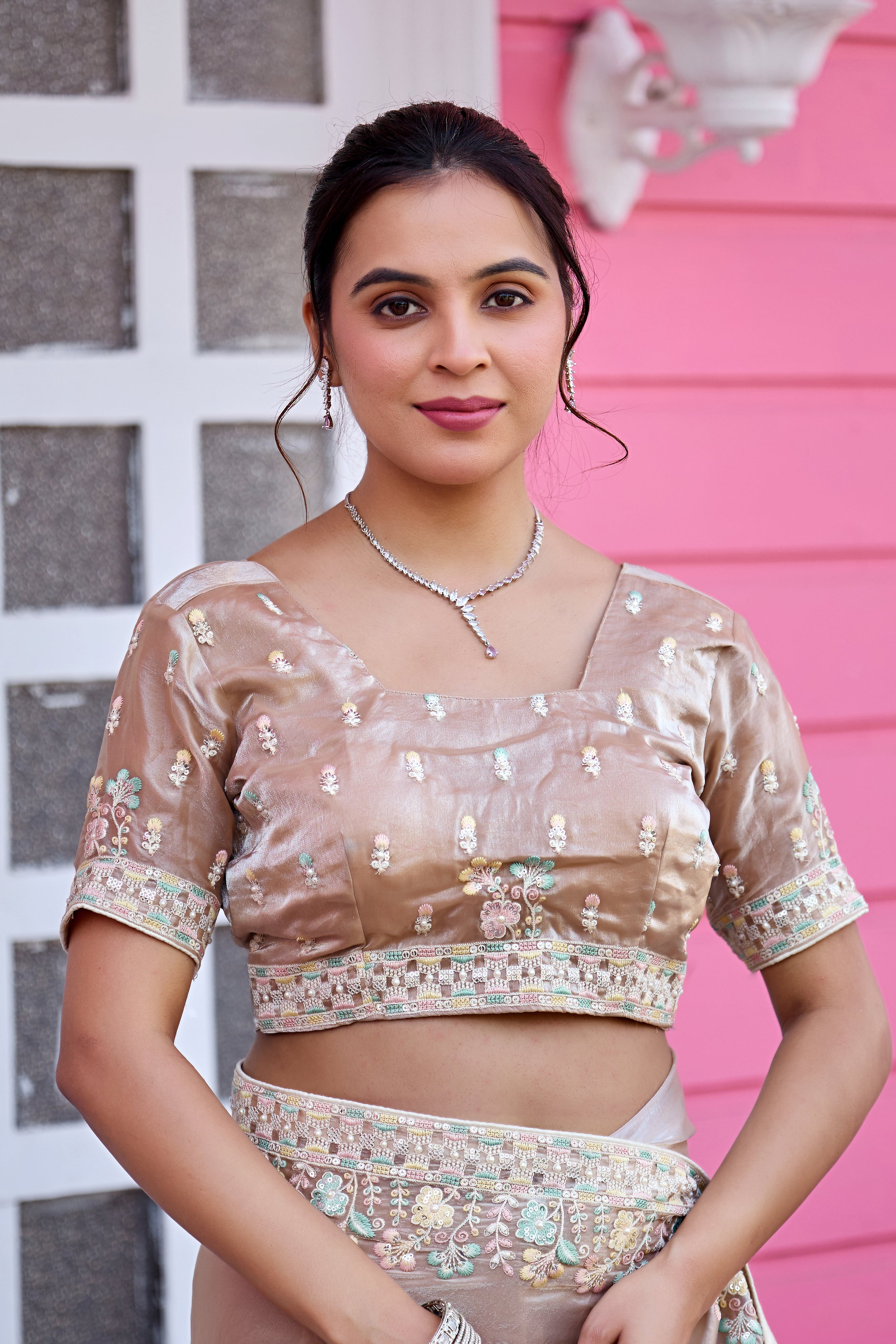 Yuvati Saree – Multicolor Floral Buti Embroidery | Festive & Wedding