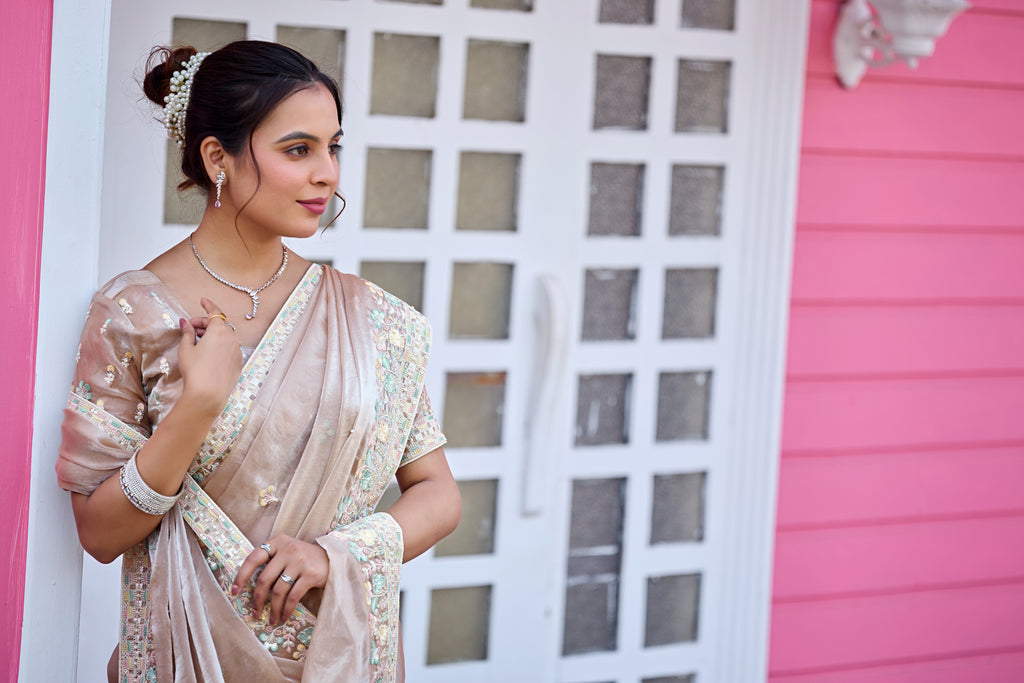 Yuvati Saree – Multicolor Floral Buti Embroidery | Festive & Wedding