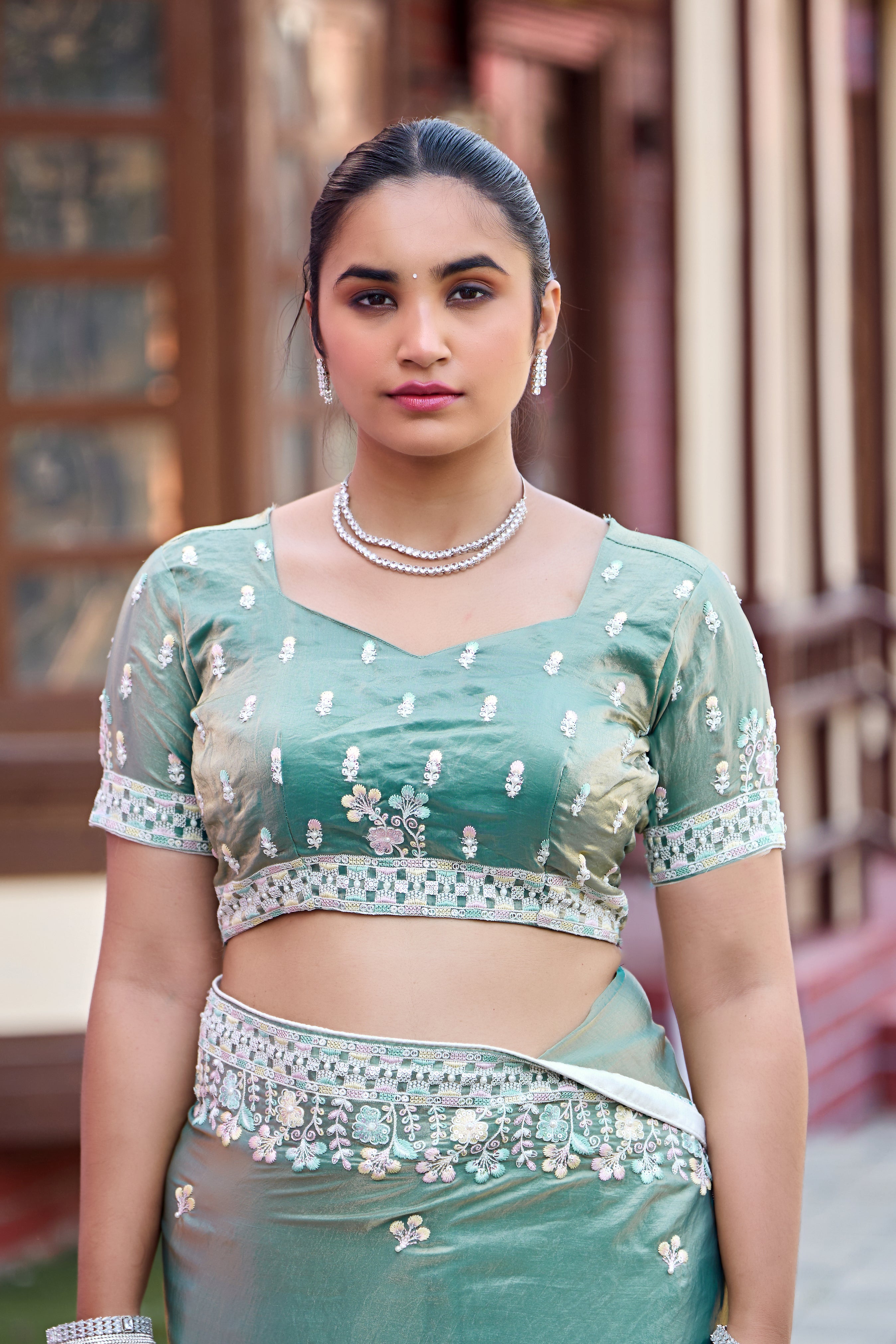 Yuvati Saree – Multicolor Floral Buti Embroidery | Festive & Wedding