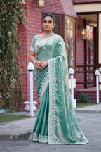 Yuvati Saree – Multicolor Floral Buti Embroidery | Festive & Wedding