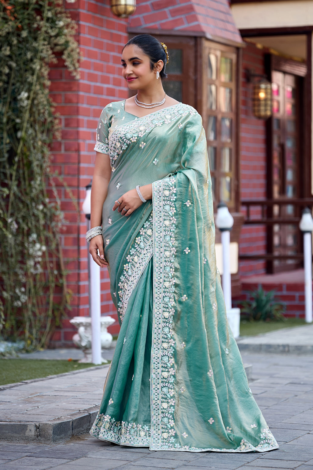 Yuvati Saree – Multicolor Floral Buti Embroidery | Festive & Wedding