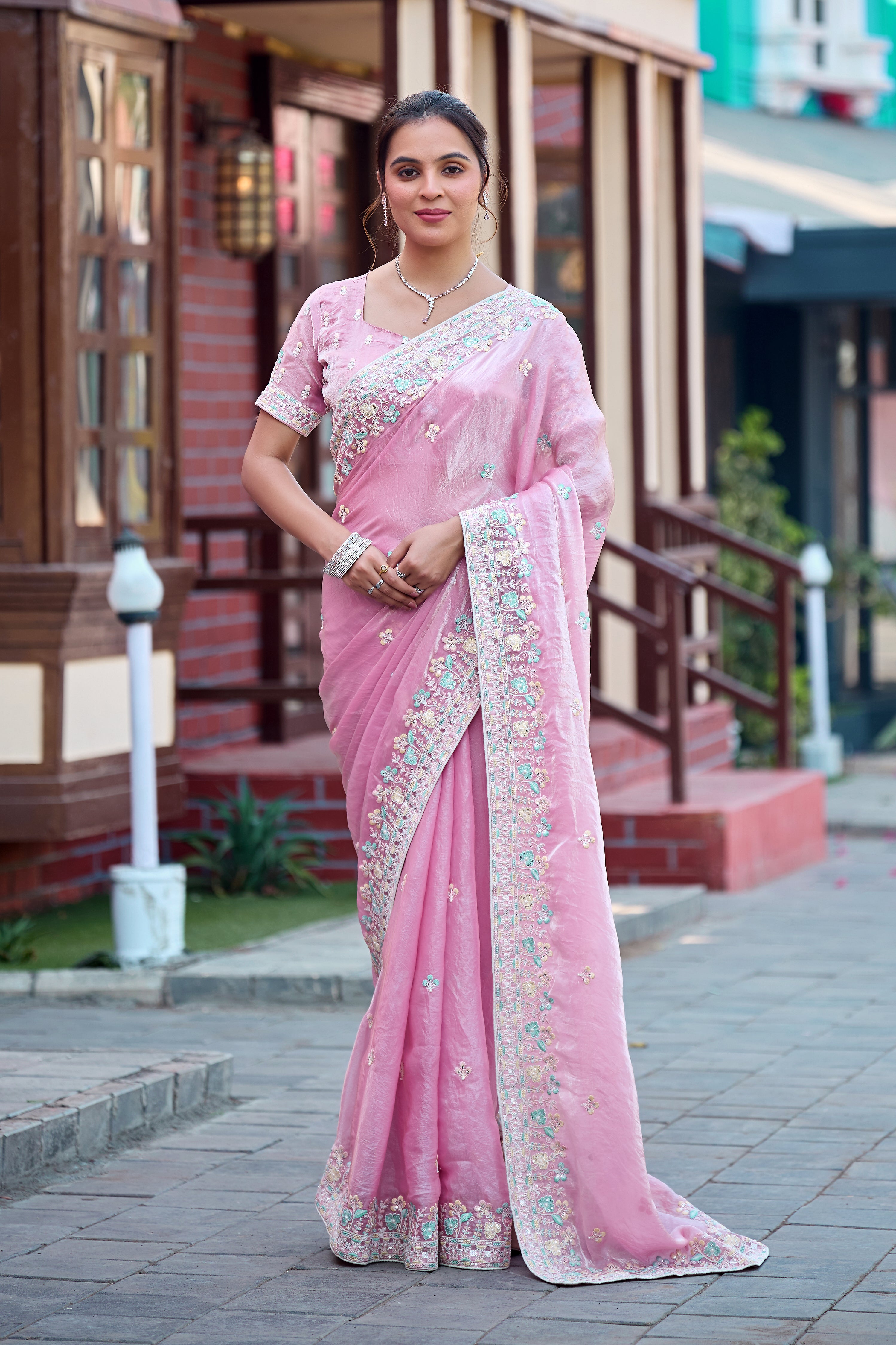 Yuvati Saree – Multicolor Floral Buti Embroidery | Festive & Wedding