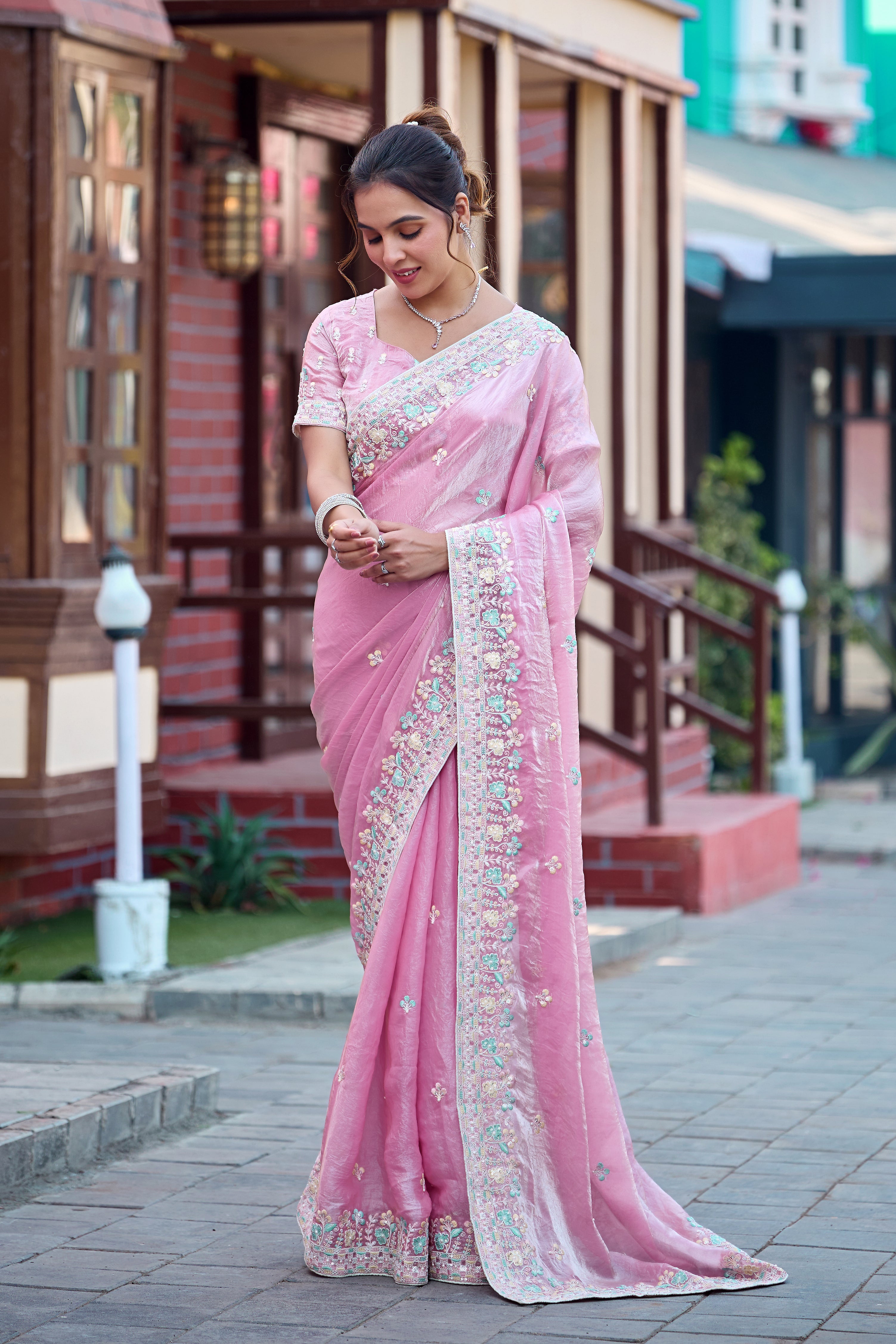 Yuvati Saree – Multicolor Floral Buti Embroidery | Festive & Wedding