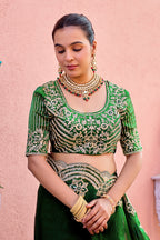 Kusum Saree – Grand Bridal Ensemble with Embroidered Kamarband | Fancy Satin