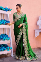 Kusum Saree – Grand Bridal Ensemble with Embroidered Kamarband | Fancy Satin