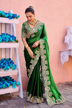 Kusum Saree – Grand Bridal Ensemble with Embroidered Kamarband | Fancy Satin