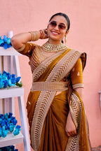 Devsena Saree – Royal Bridal Saree with Embroidered Waist Belt