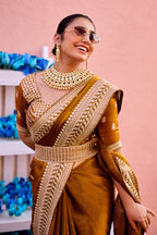 Devsena Saree – Royal Bridal Saree with Embroidered Waist Belt