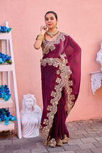 Kusum Saree – Grand Bridal Ensemble with Embroidered Kamarband | Fancy Satin