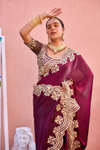 Kusum Saree – Grand Bridal Ensemble with Embroidered Kamarband | Fancy Satin