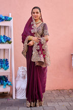 Kusum Saree – Grand Bridal Ensemble with Embroidered Kamarband | Fancy Satin