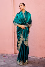 Kusum Saree – Grand Bridal Ensemble with Embroidered Kamarband | Fancy Satin