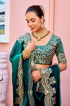 Kusum Saree – Grand Bridal Ensemble with Embroidered Kamarband | Fancy Satin