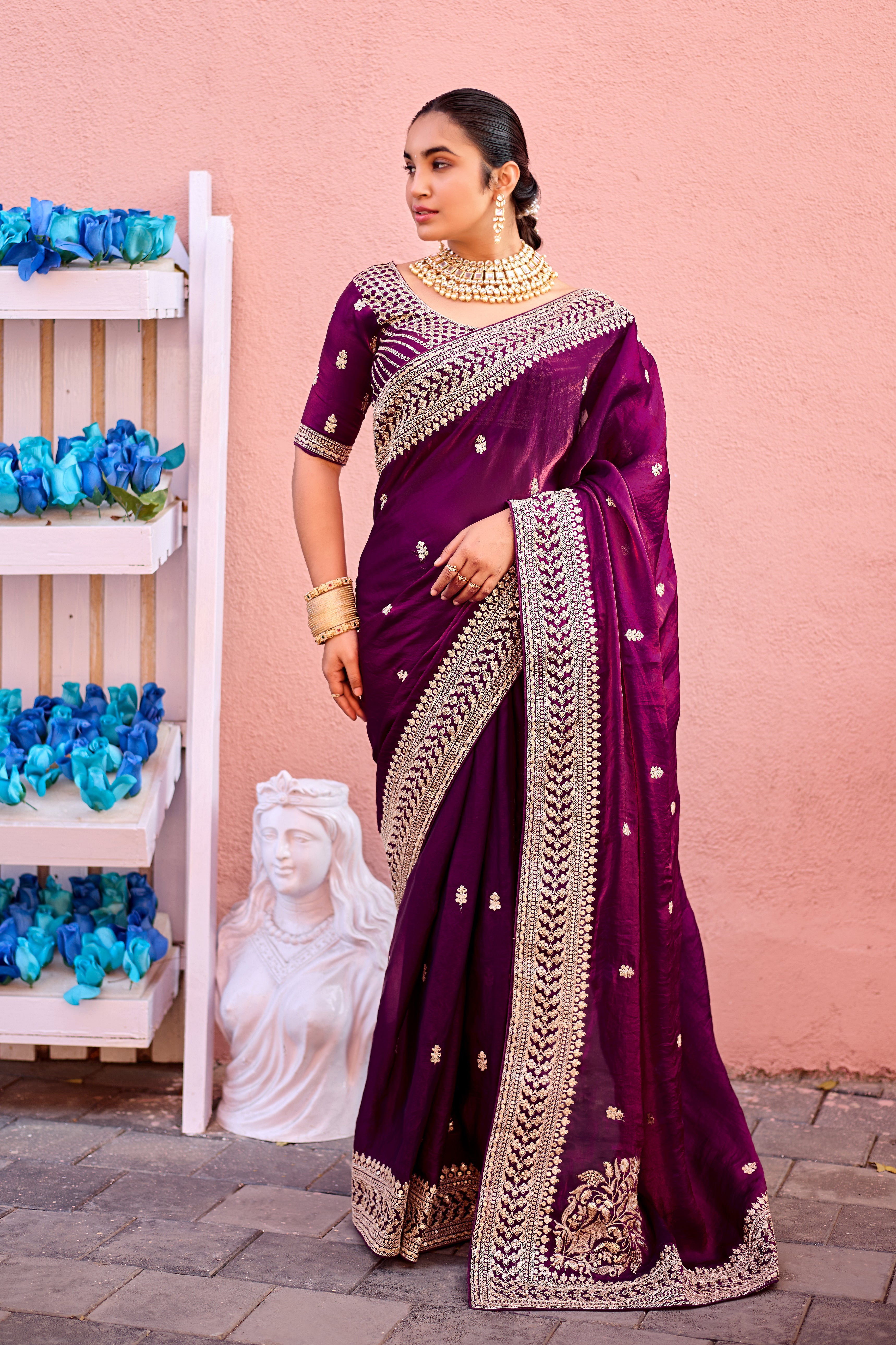 Devsena Saree – Royal Bridal Saree with Embroidered Waist Belt