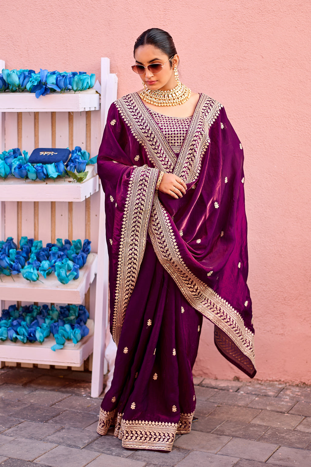 Devsena Saree – Royal Bridal Saree with Embroidered Waist Belt