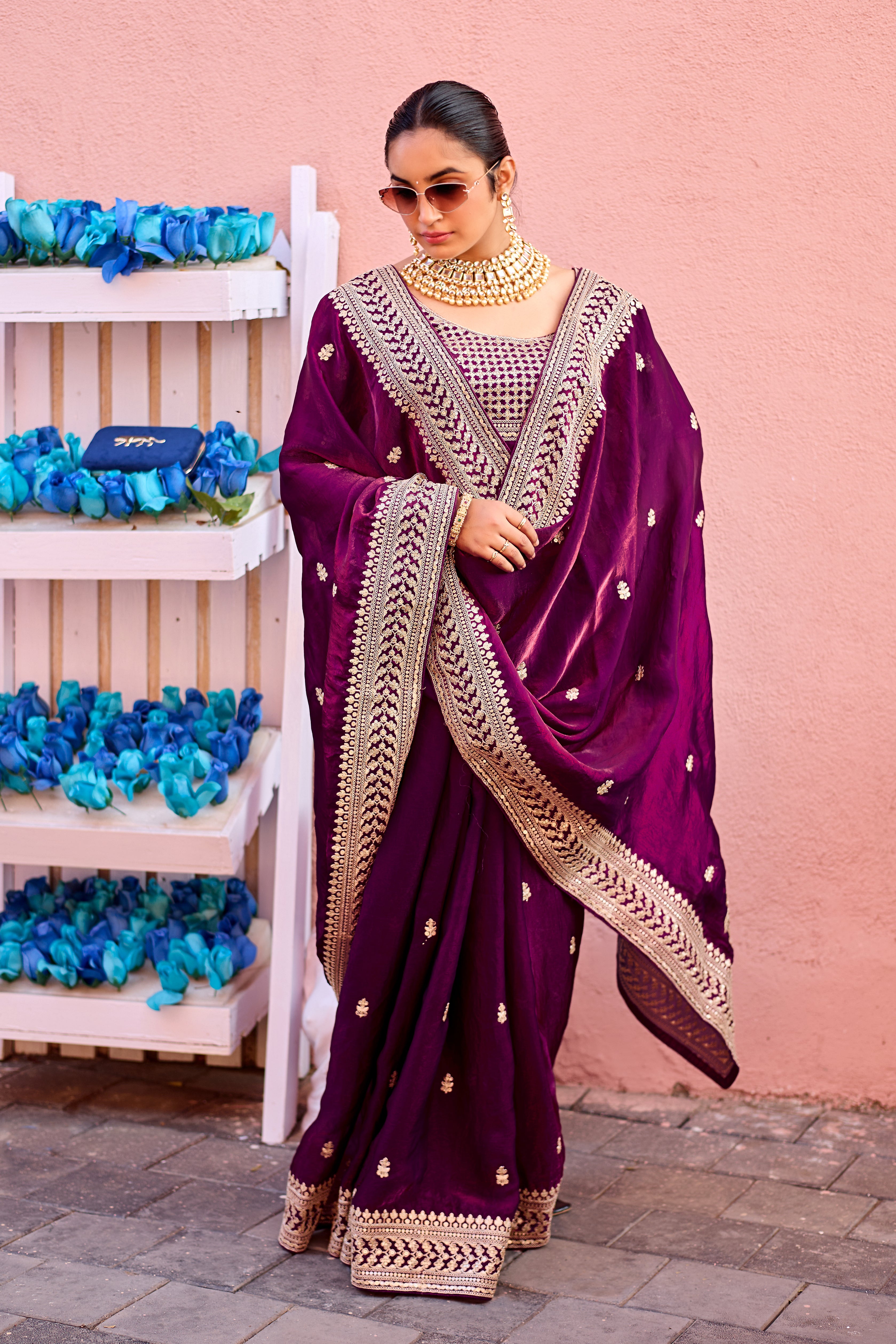 Devsena Saree – Royal Bridal Saree with Embroidered Waist Belt