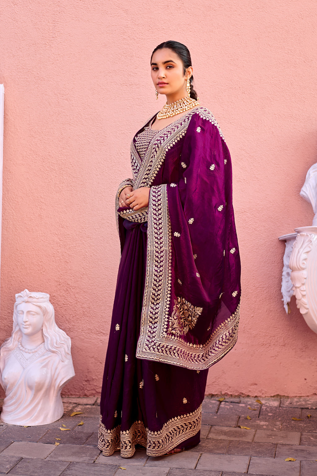 Devsena Saree – Royal Bridal Saree with Embroidered Waist Belt