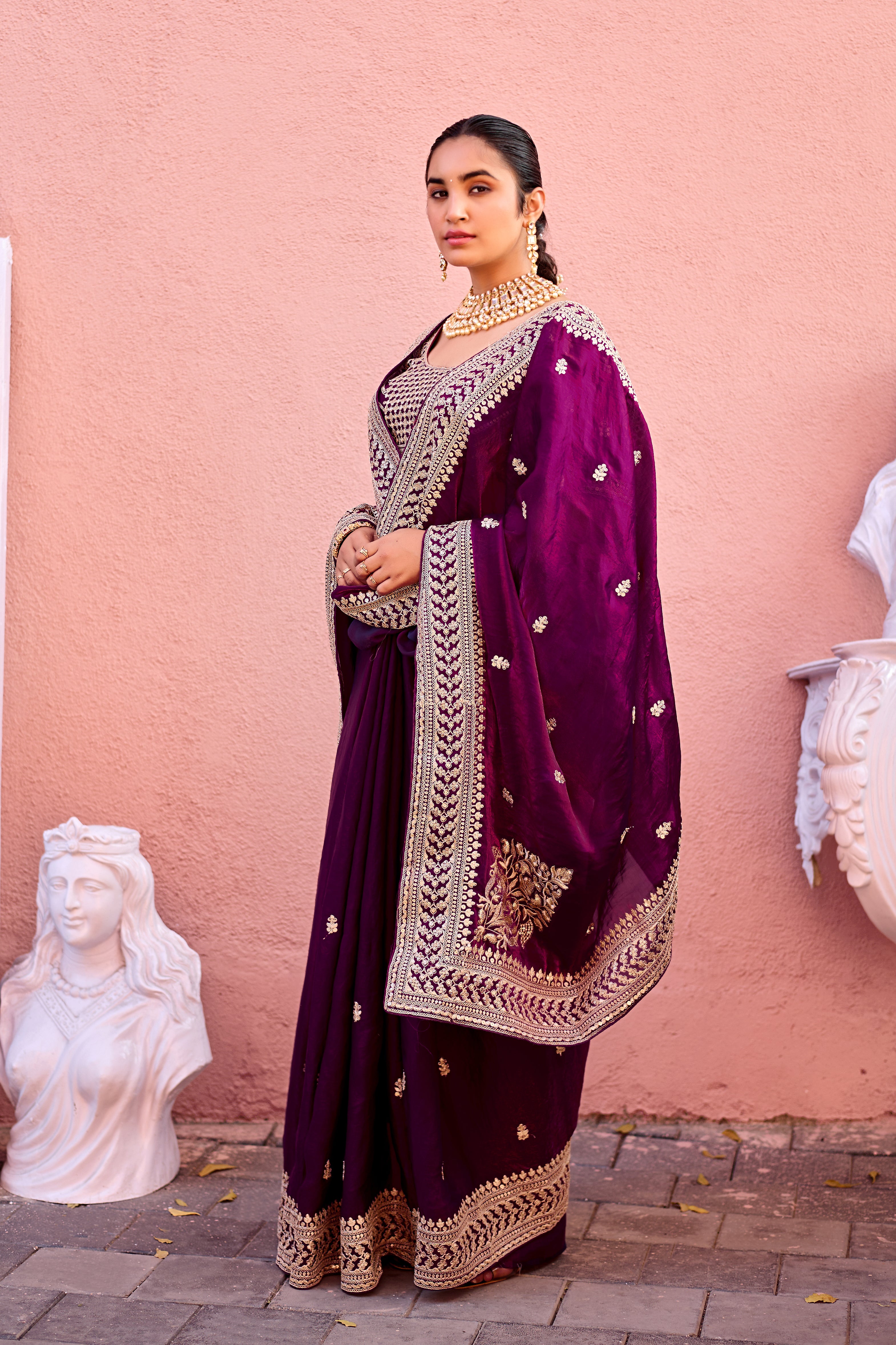 Devsena Saree – Royal Bridal Saree with Embroidered Waist Belt