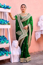 Devsena Saree – Royal Bridal Saree with Embroidered Waist Belt