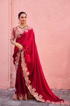 Kusum Saree – Grand Bridal Ensemble with Embroidered Kamarband | Fancy Satin