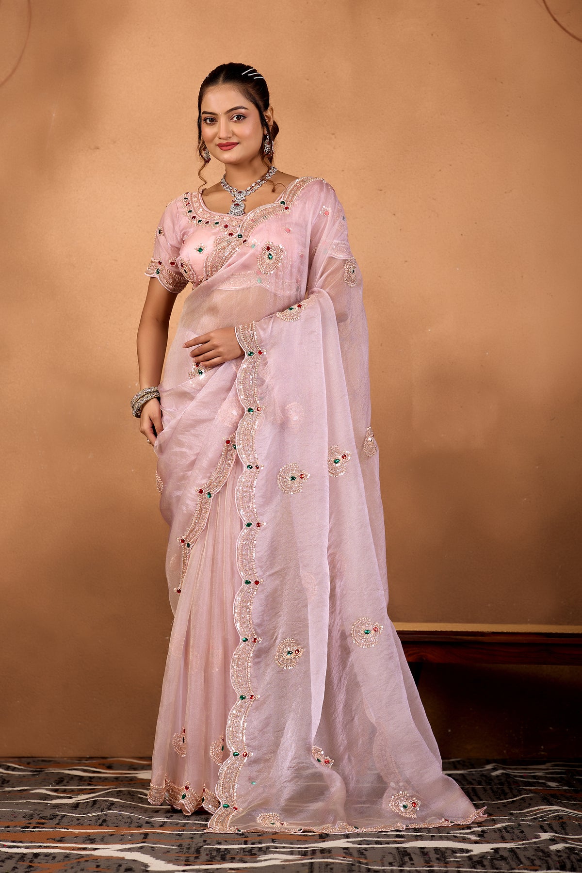 Riwaayat — Embroidered Glory Tissue Saree