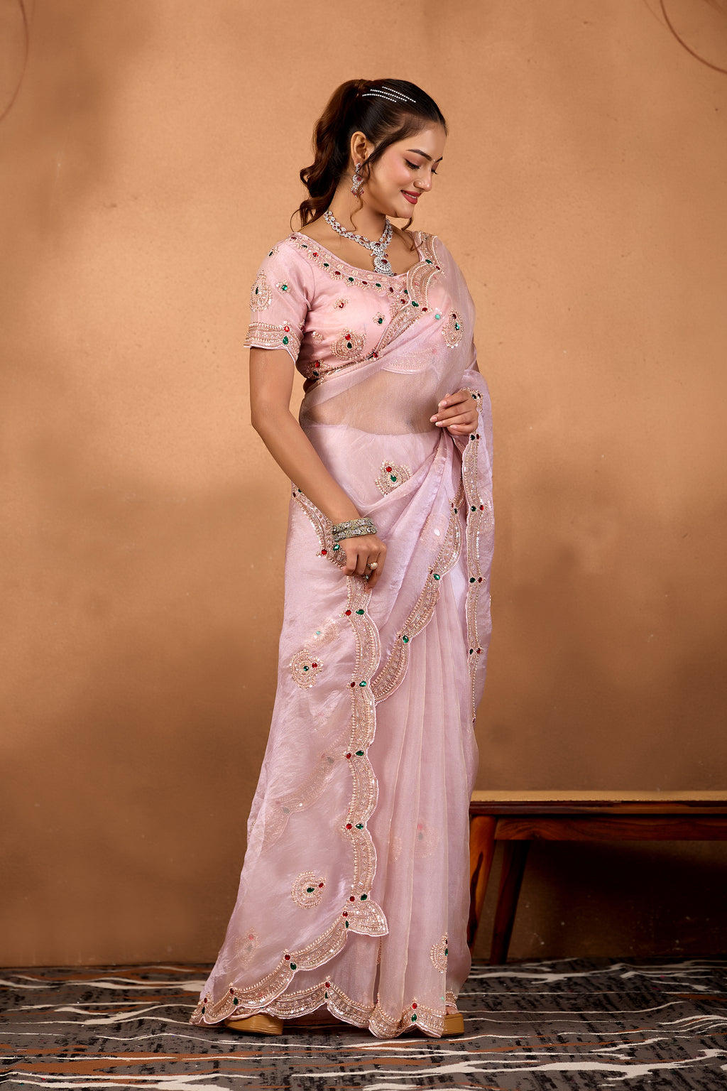 Riwaayat — Embroidered Glory Tissue Saree