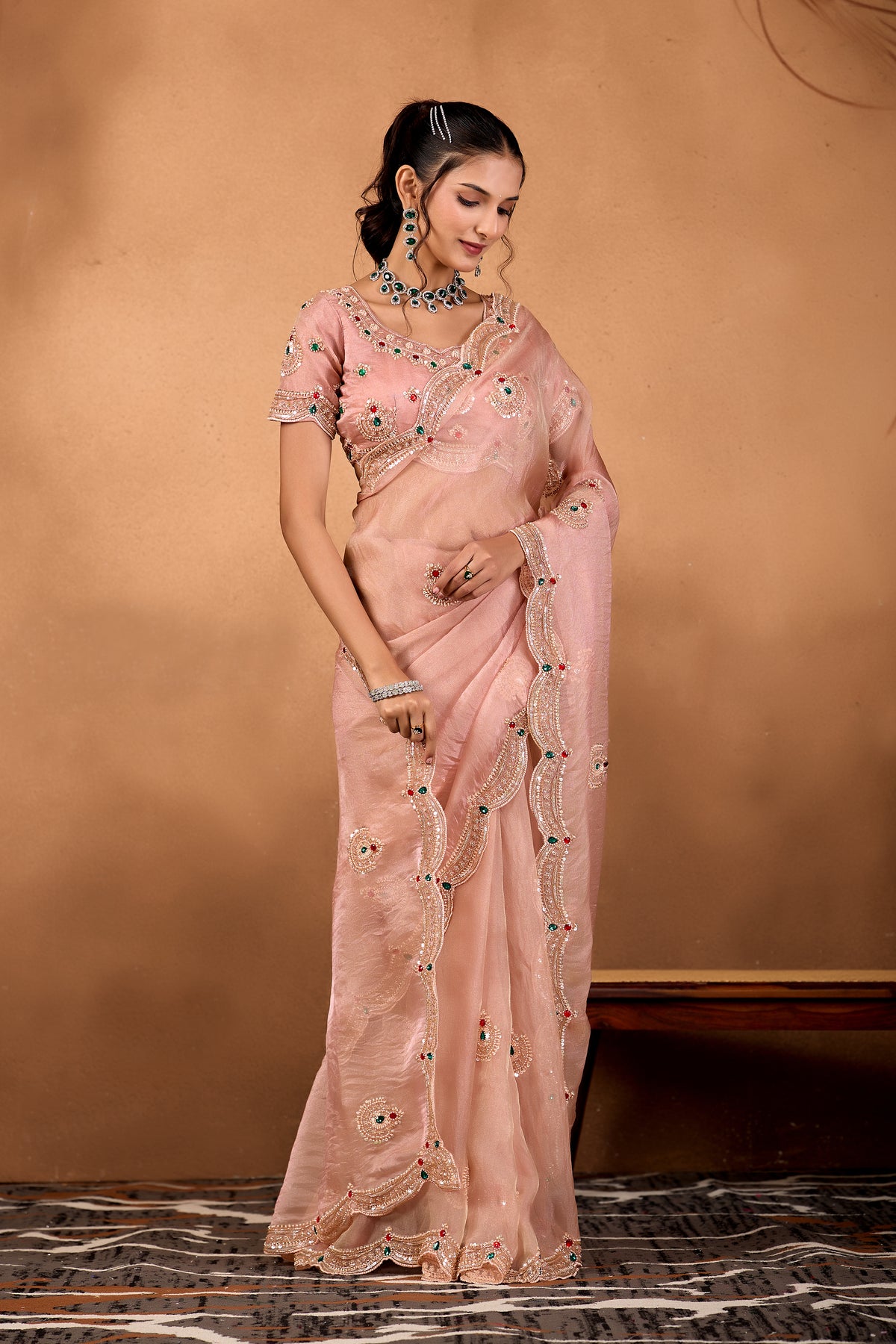 Riwaayat — Embroidered Glory Tissue Saree