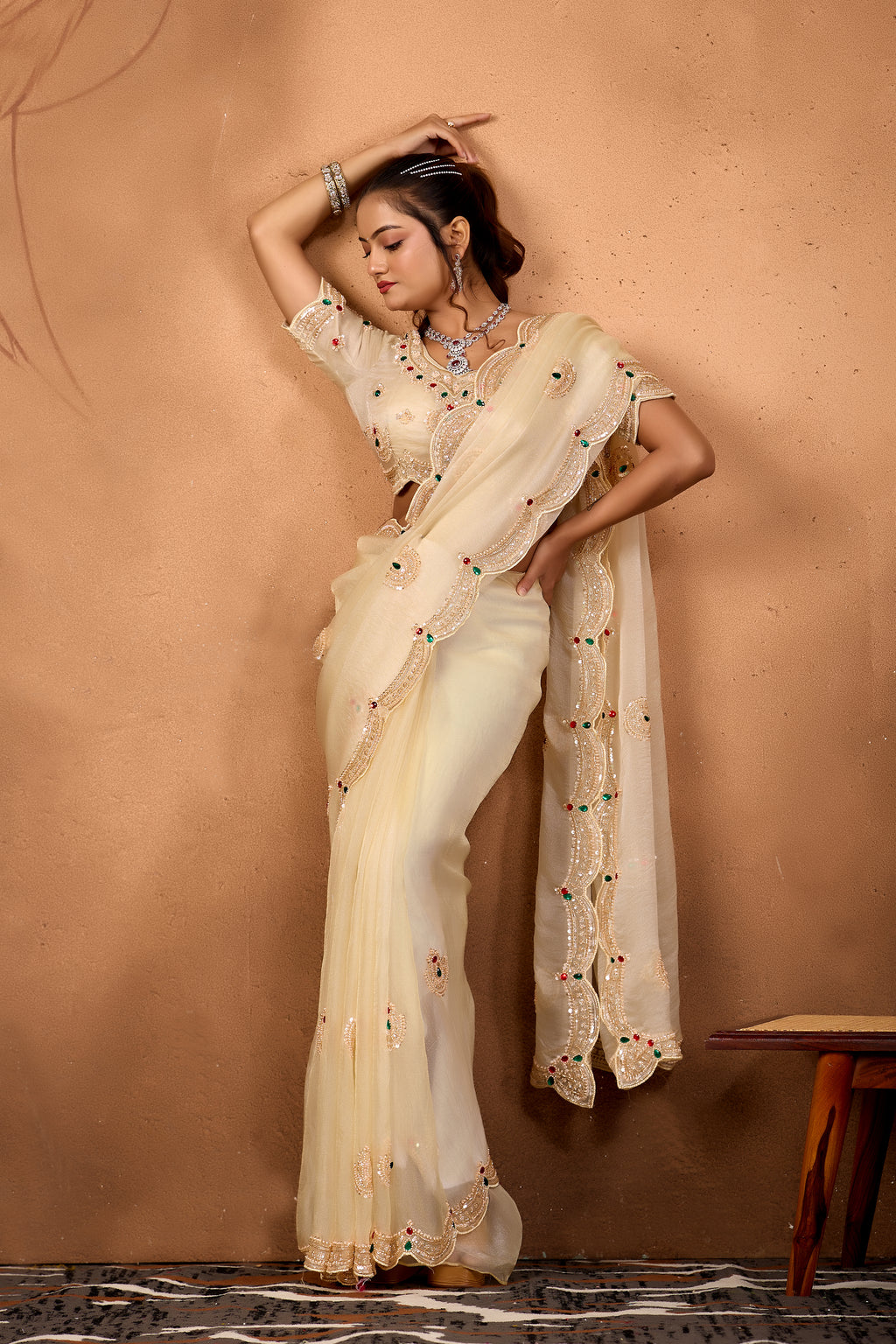 Riwaayat — Embroidered Glory Tissue Saree