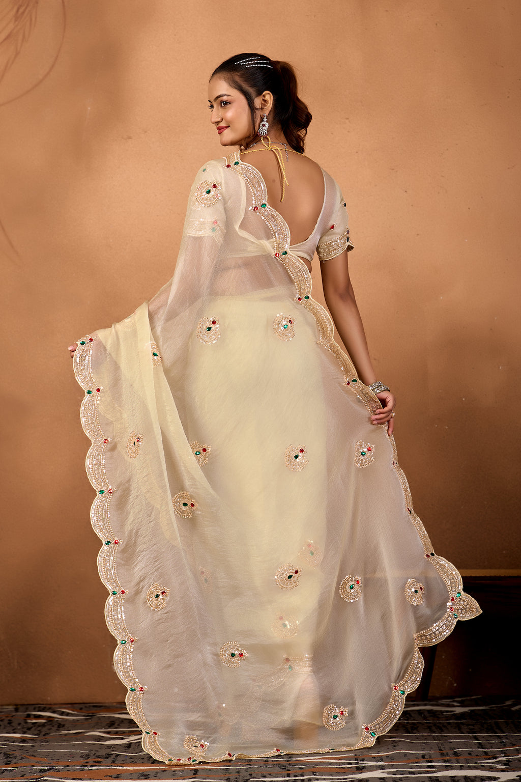 Riwaayat — Embroidered Glory Tissue Saree