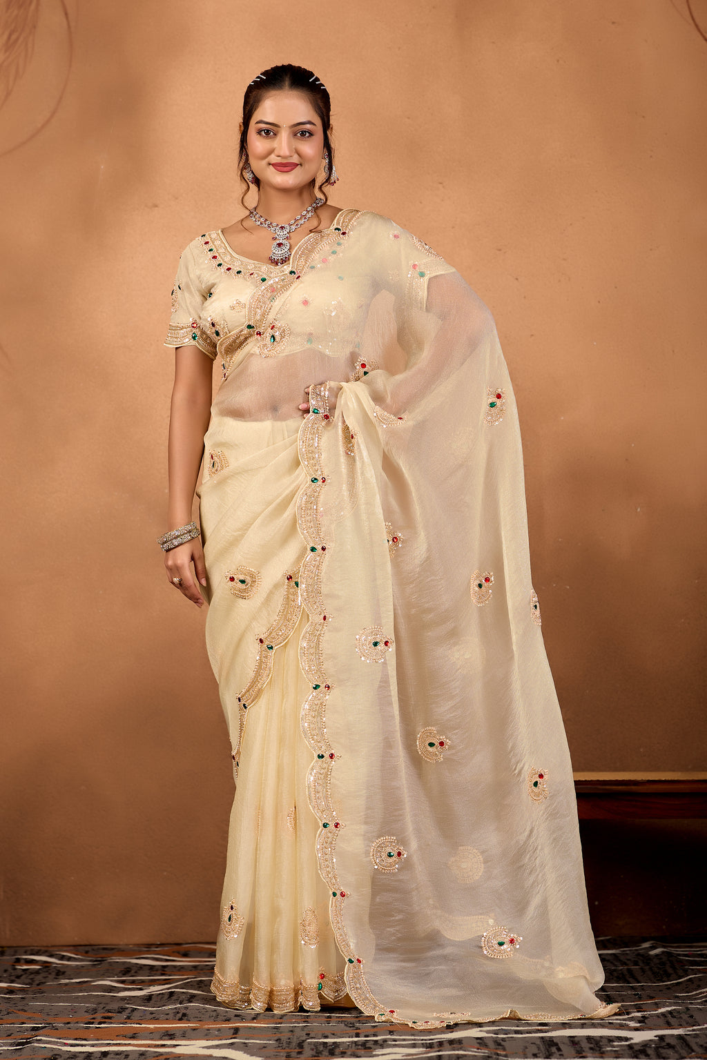 Riwaayat — Embroidered Glory Tissue Saree