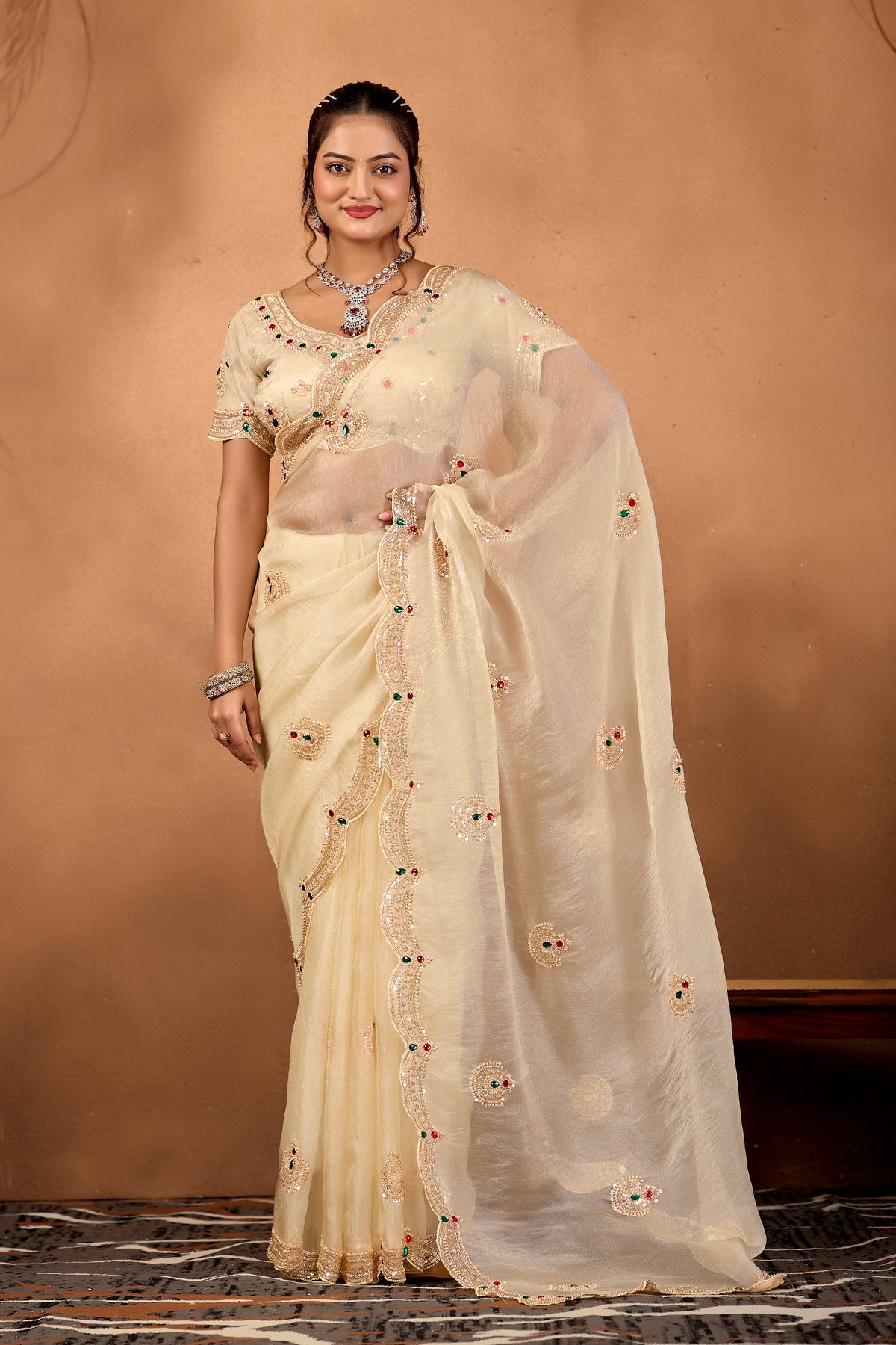 Riwaayat — Embroidered Glory Tissue Saree