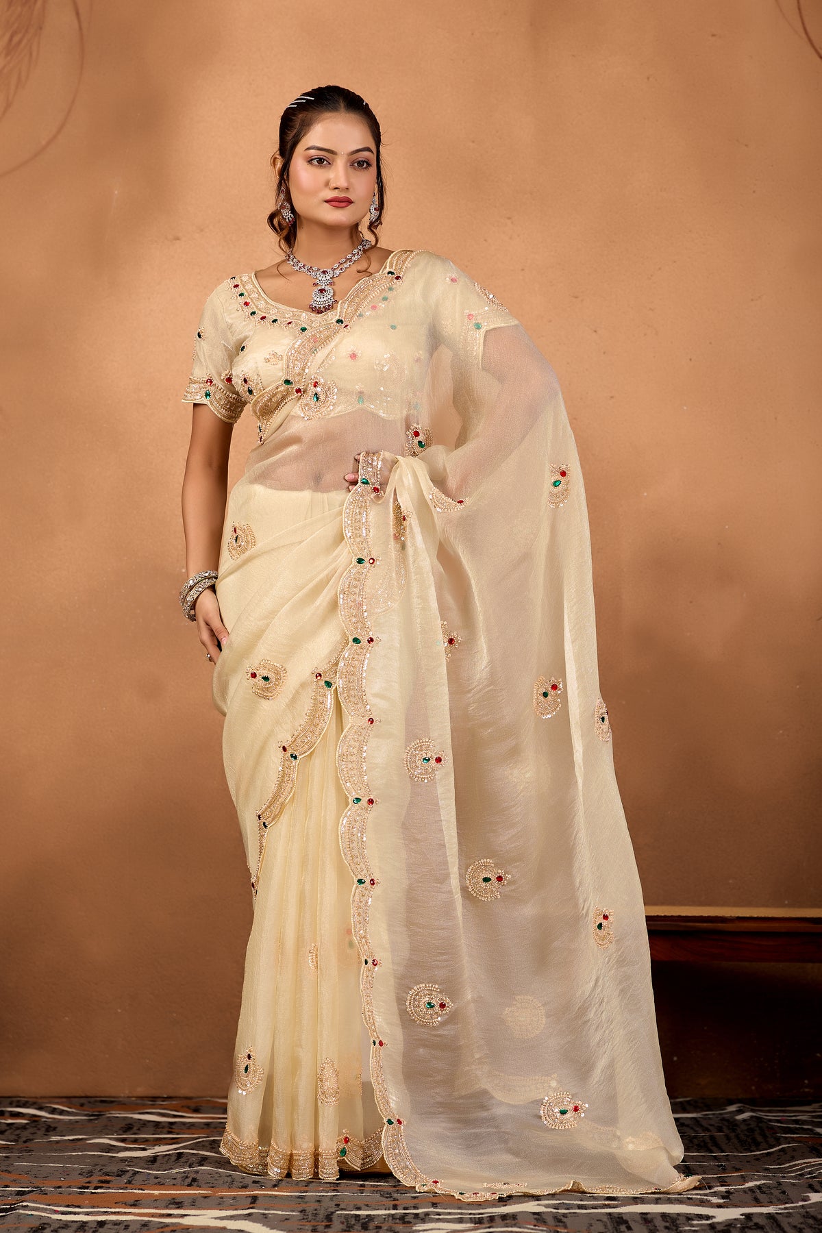 Riwaayat — Embroidered Glory Tissue Saree