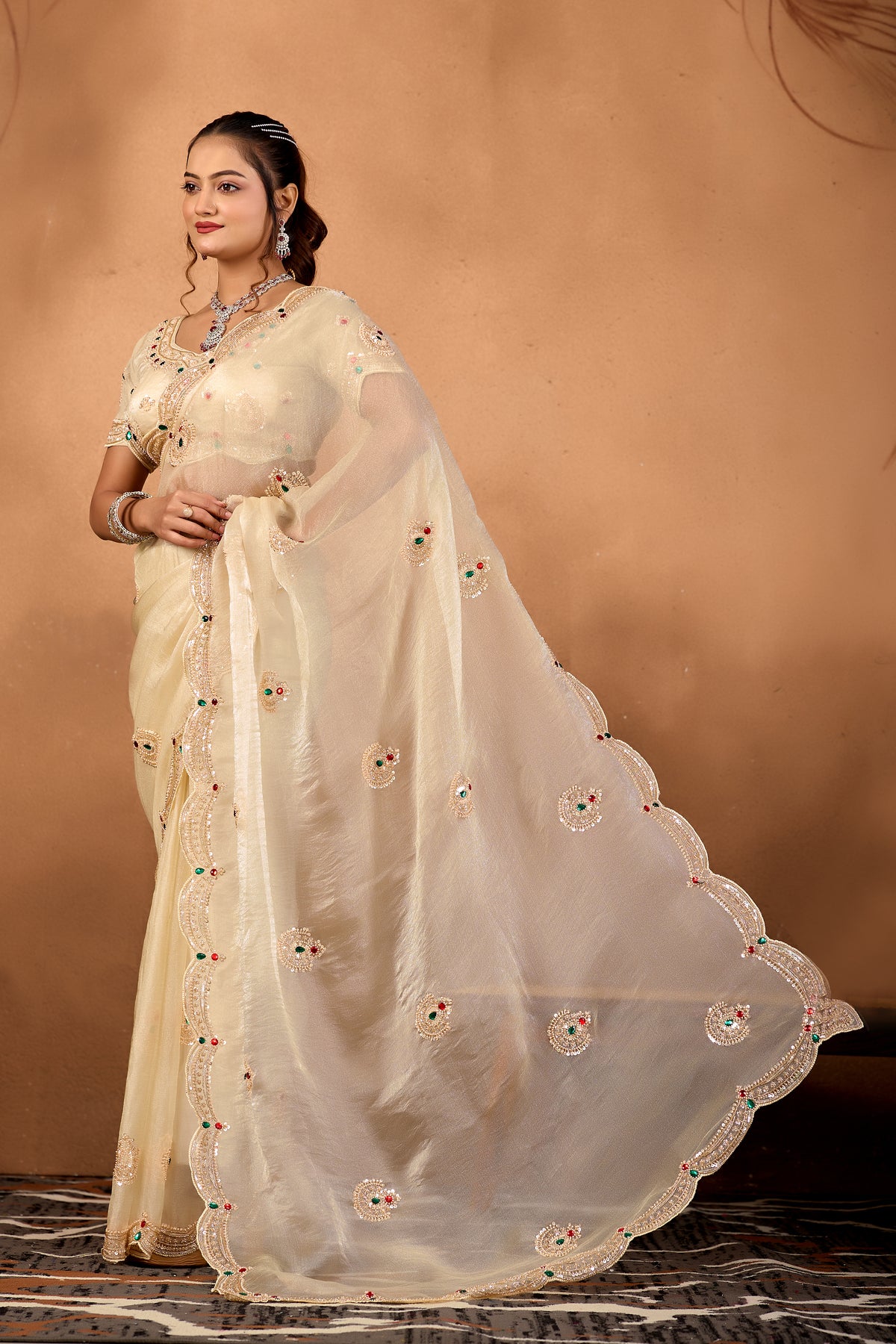 Riwaayat — Embroidered Glory Tissue Saree