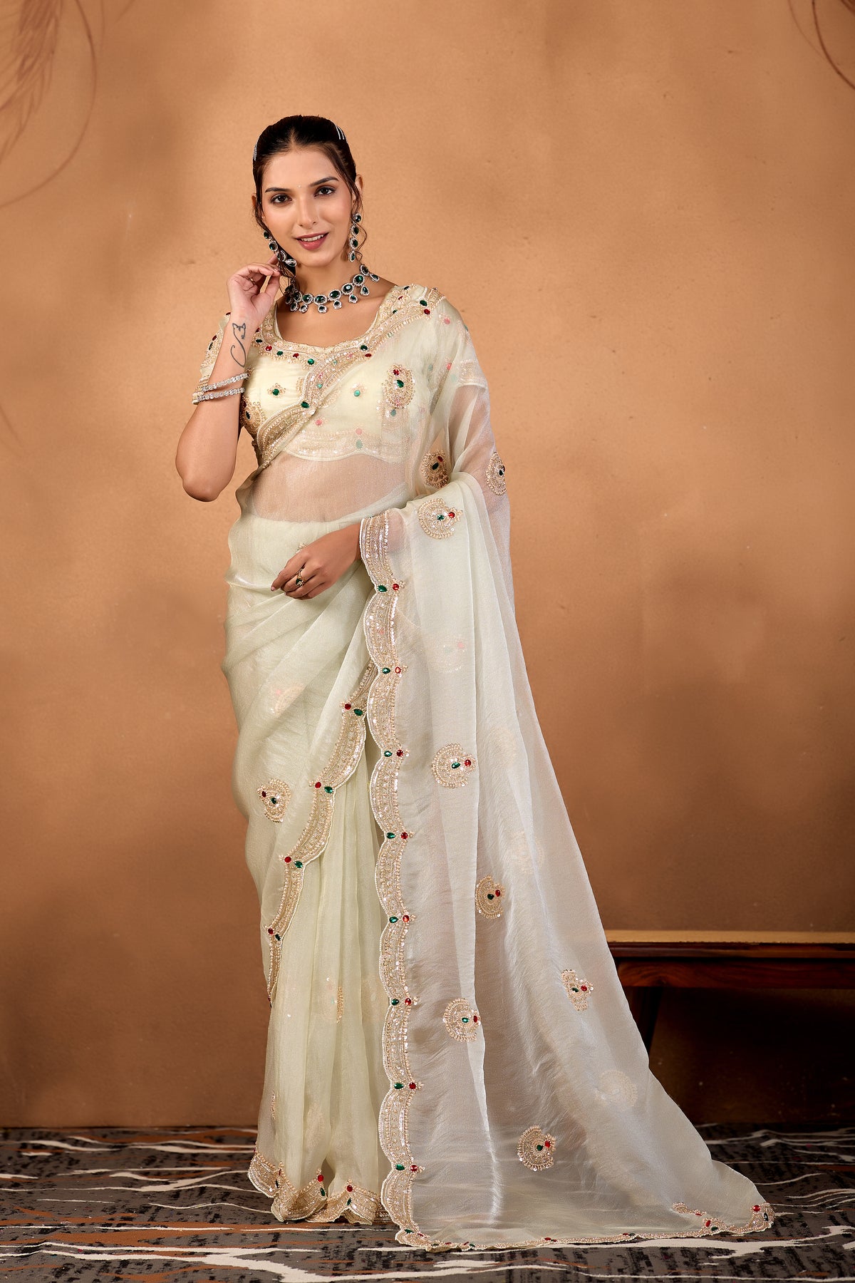 Riwaayat — Embroidered Glory Tissue Saree