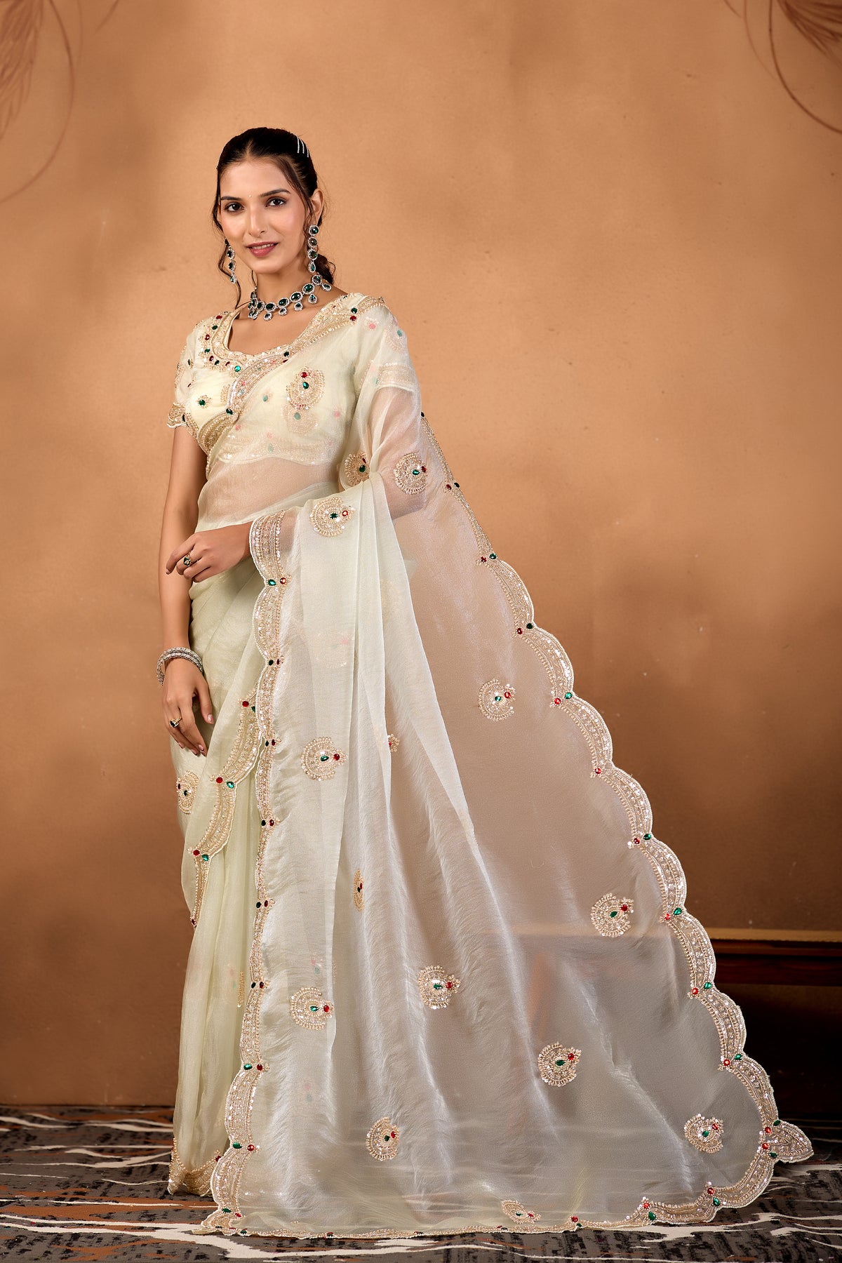 Riwaayat — Embroidered Glory Tissue Saree