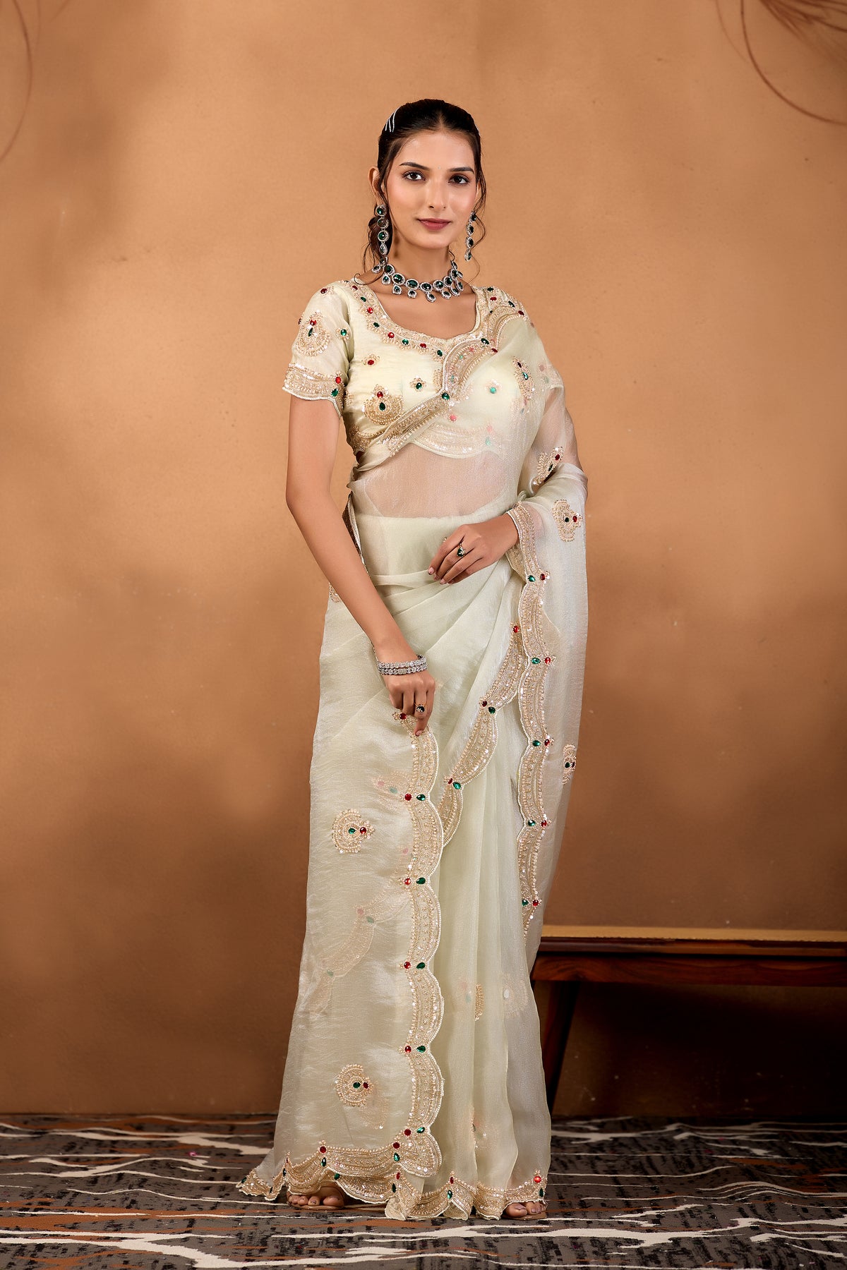 Riwaayat — Embroidered Glory Tissue Saree