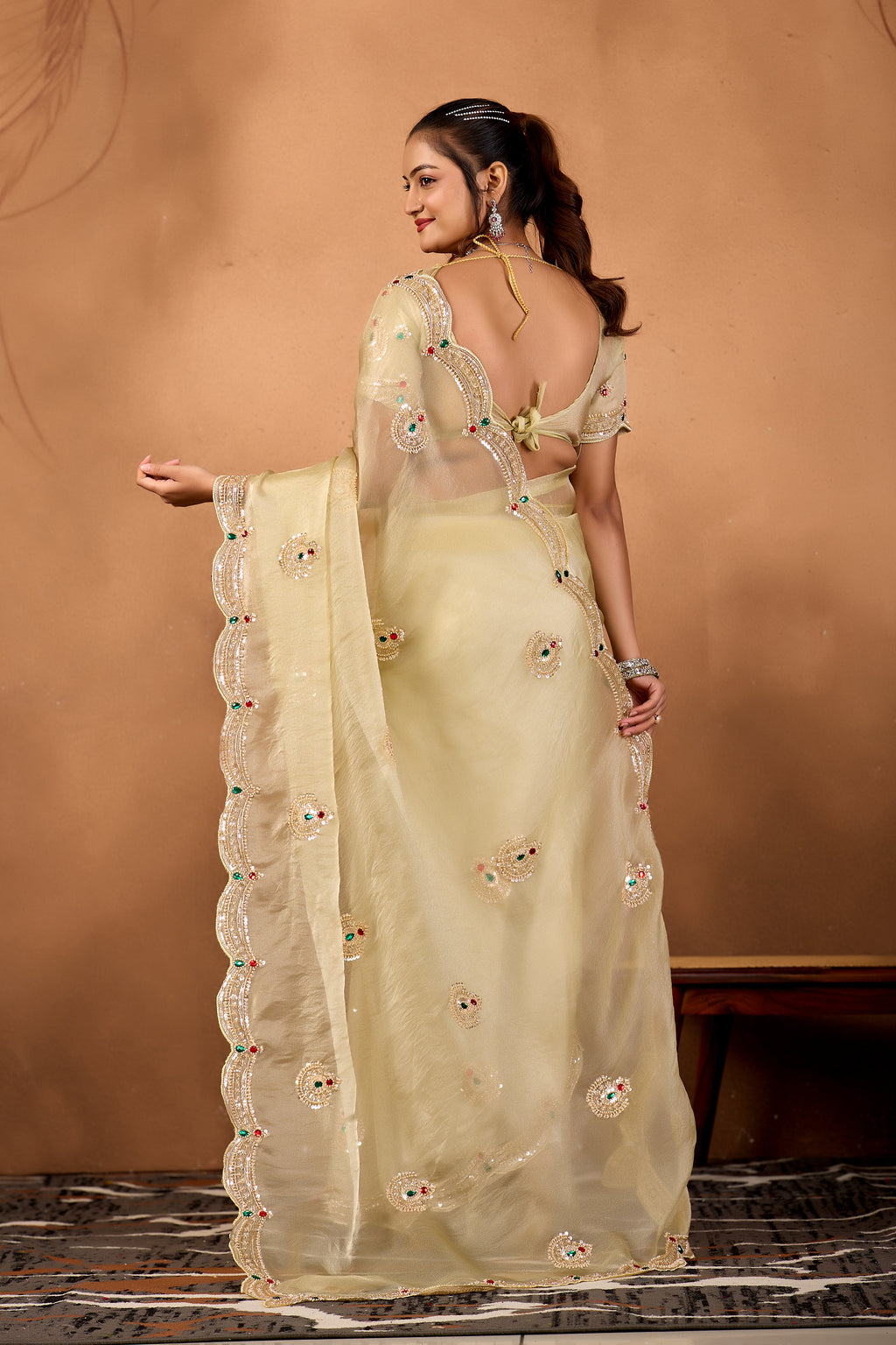 Riwaayat — Embroidered Glory Tissue Saree