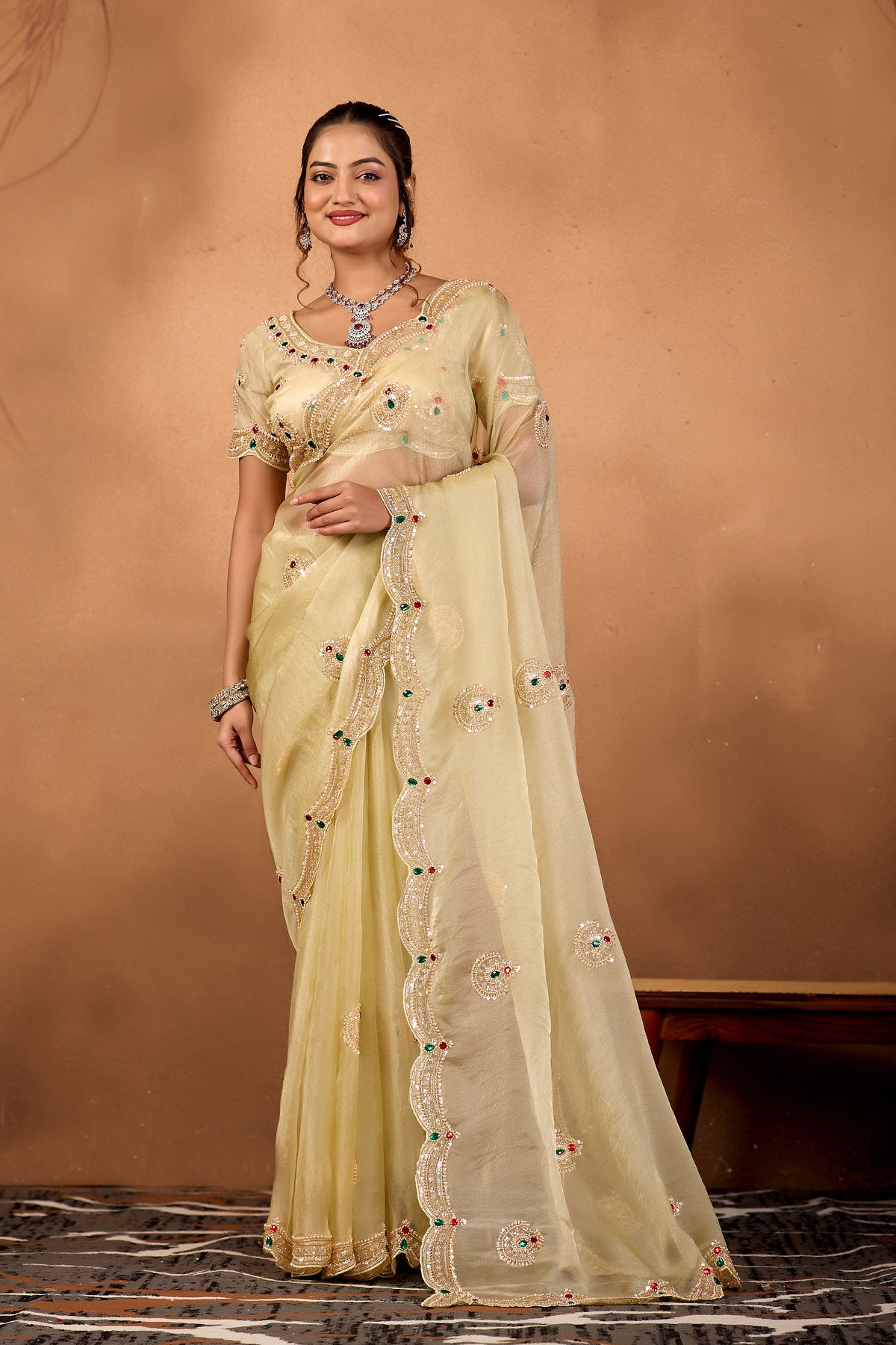 Riwaayat — Embroidered Glory Tissue Saree