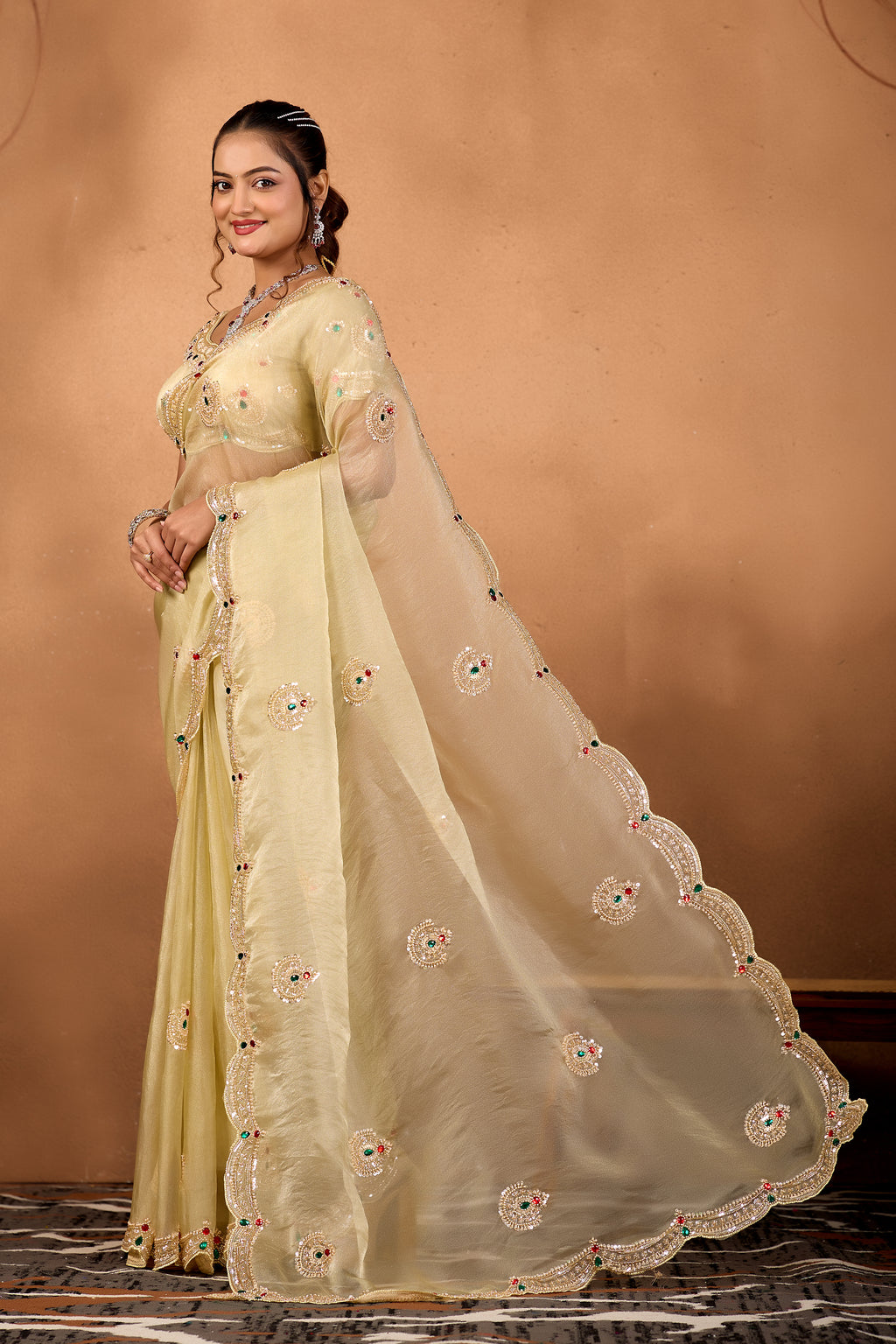 Riwaayat — Embroidered Glory Tissue Saree