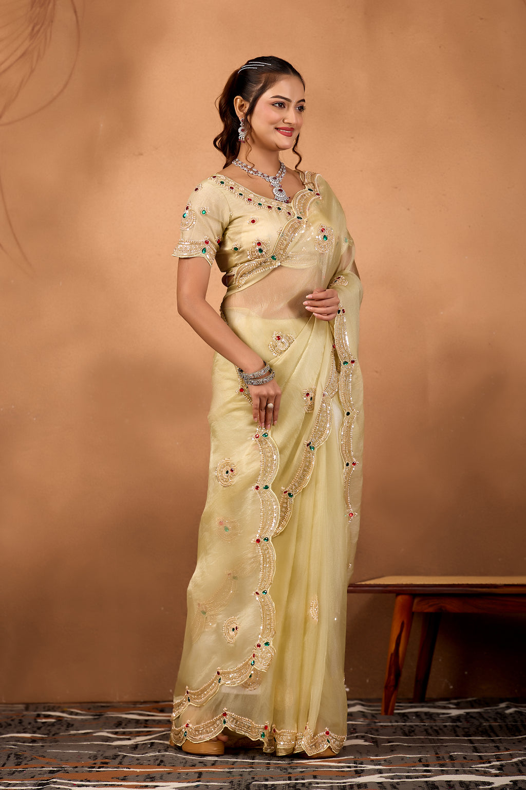 Riwaayat — Embroidered Glory Tissue Saree