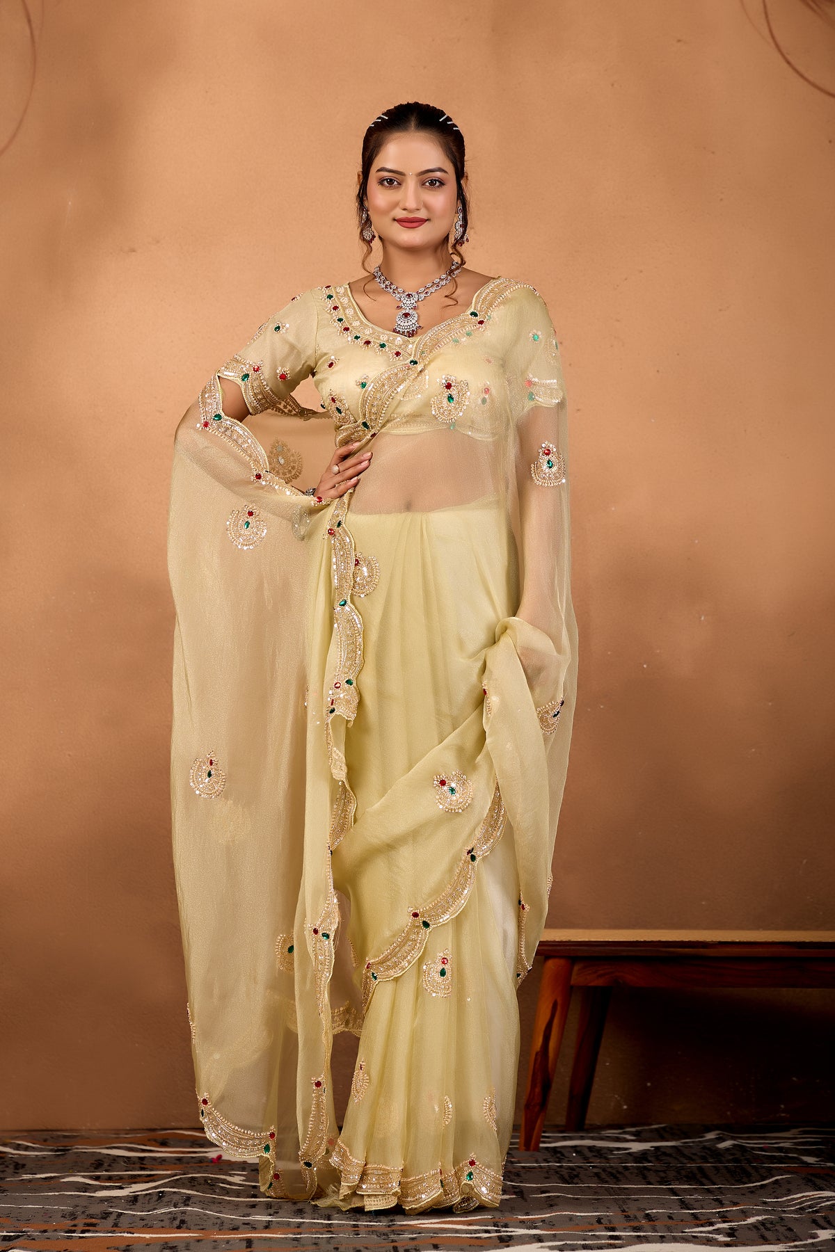 Riwaayat — Embroidered Glory Tissue Saree