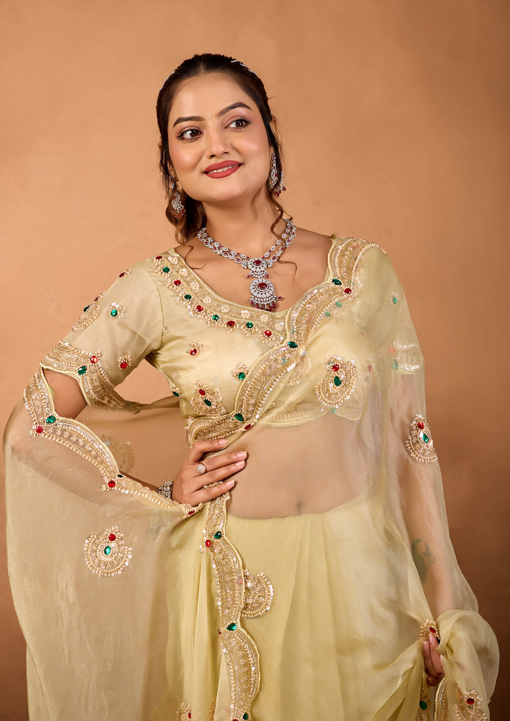 Riwaayat — Embroidered Glory Tissue Saree