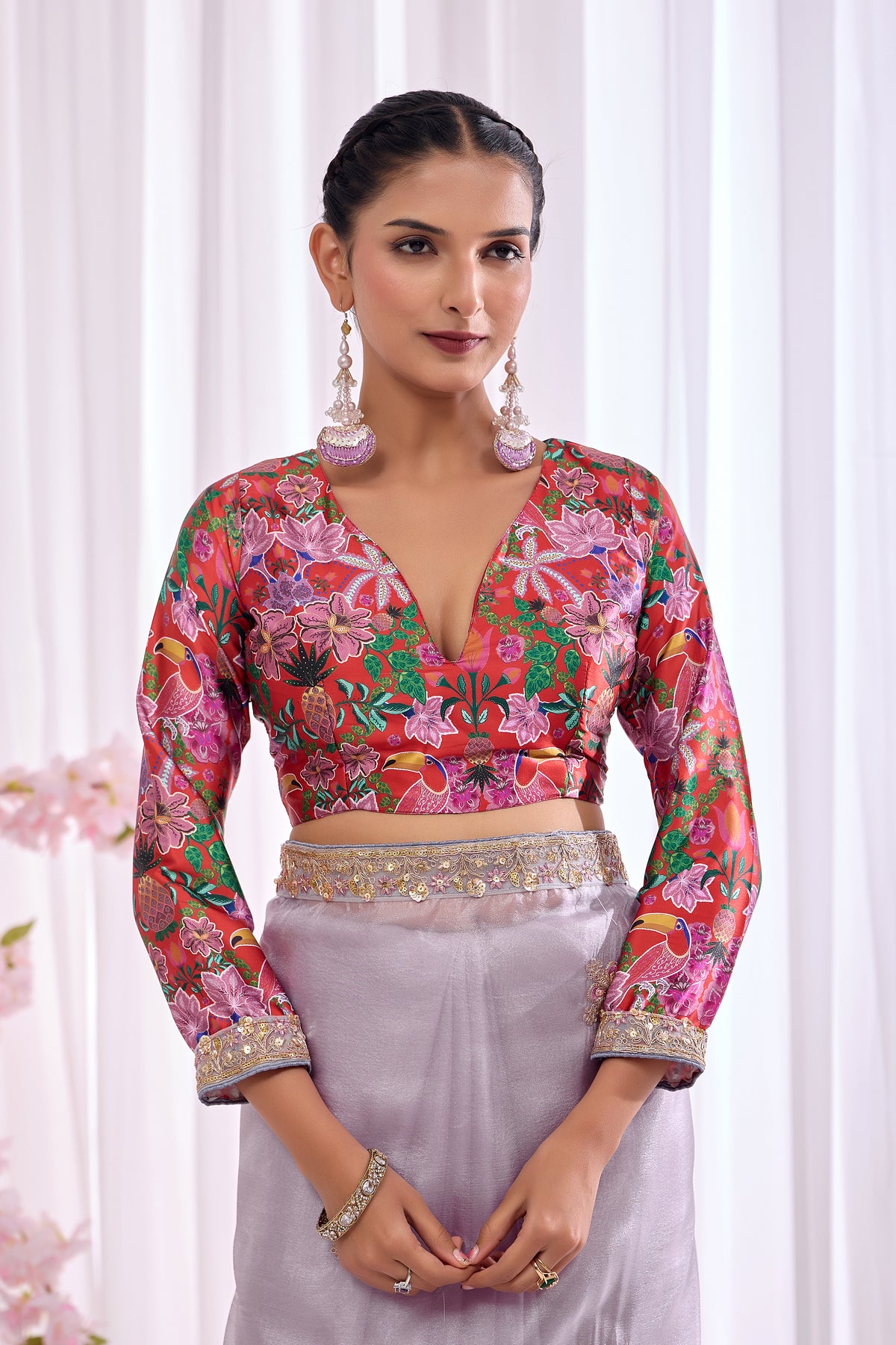 Sanjh — Lilac Embroidered Tissue Organza Saree | Morpankh 1.0