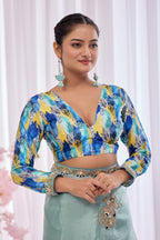 Lahari — Aqua Mint Embroidered Tissue Organza Saree | Morpankh 1.0