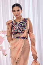 Gulabo — Peach Embroidered Organza Saree | Morpankh 1.0