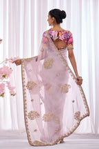 Lavanya — Lavender Embroidered Organza Saree | Morpankh 1.0